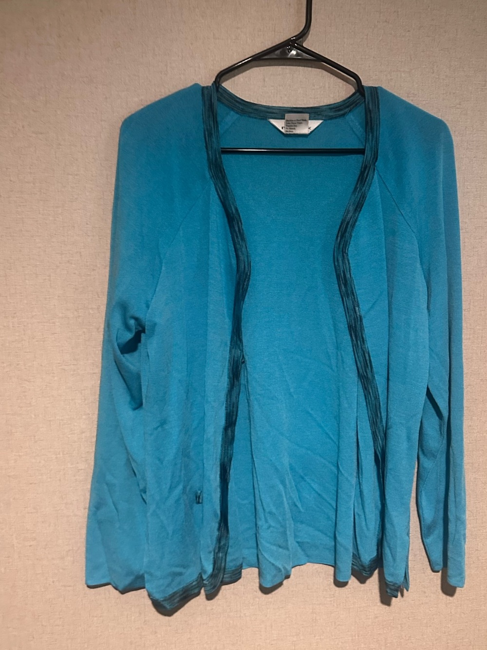 Misook Vintage Large Turquoise Career Office  Open-Front Cardigan